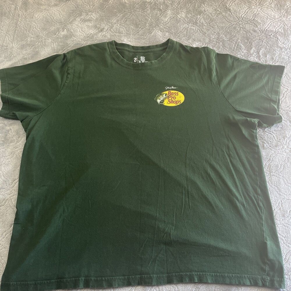 Bass Pro Shops Johnny Morris T Shirt Mens 2XL Green Fishing Graphic Tee